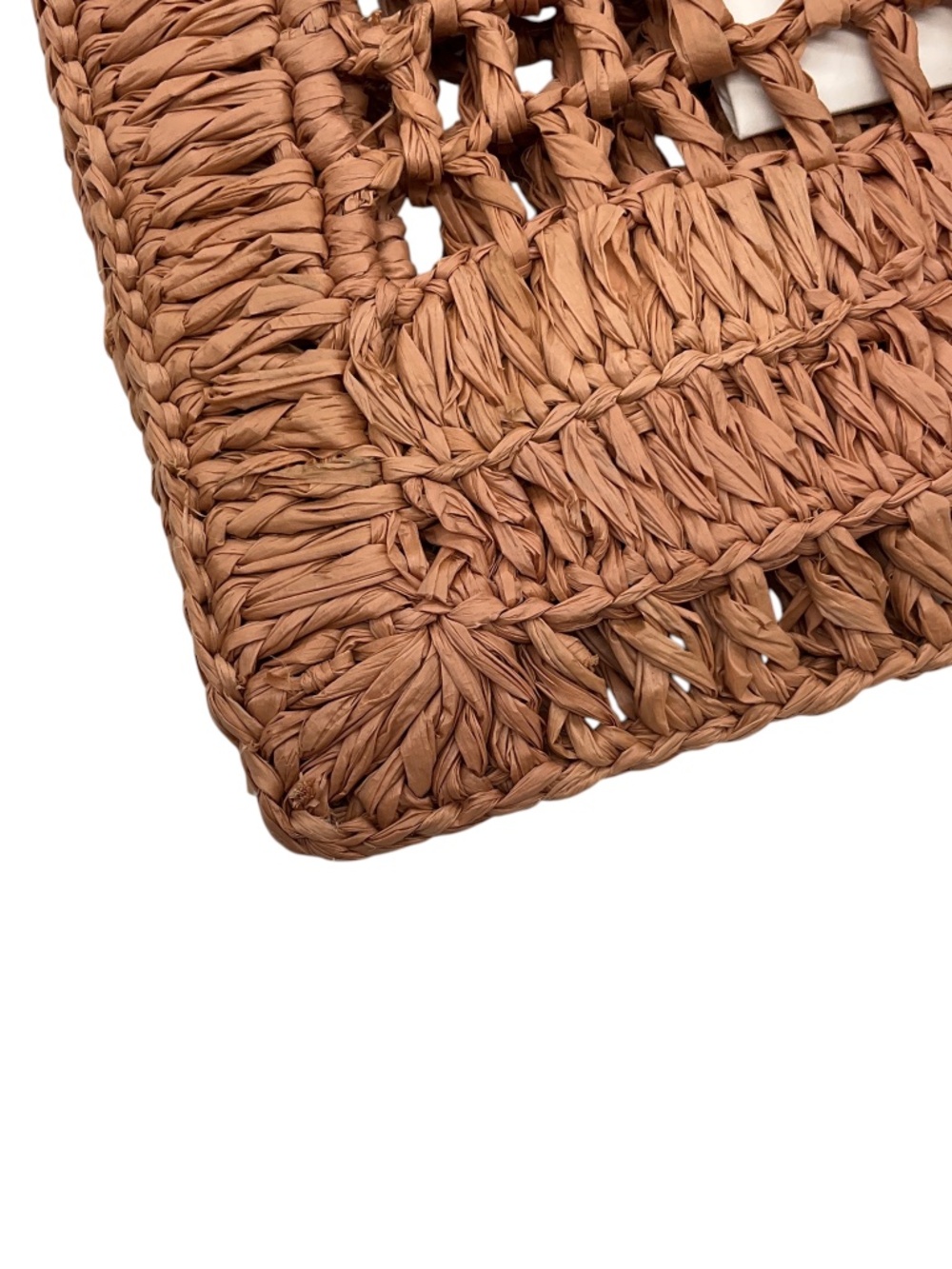 CHLOE SUMMERY BEIGE SUMMER BANANA LOGO RAFFIA CROCHET TOTE BAG - Picture 15 of 16